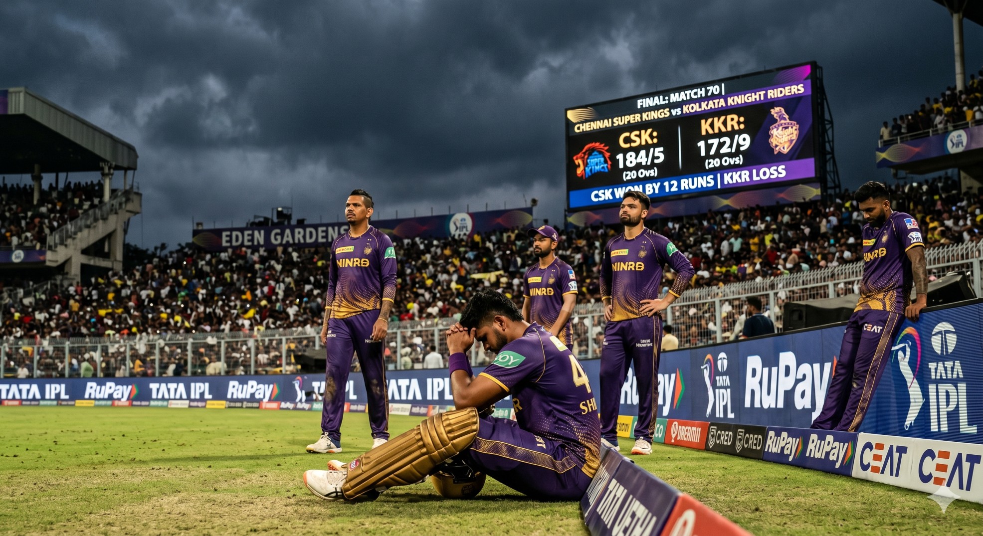 Kolkata Knight Riders players disappointed after losing IPL match 2026 analysis